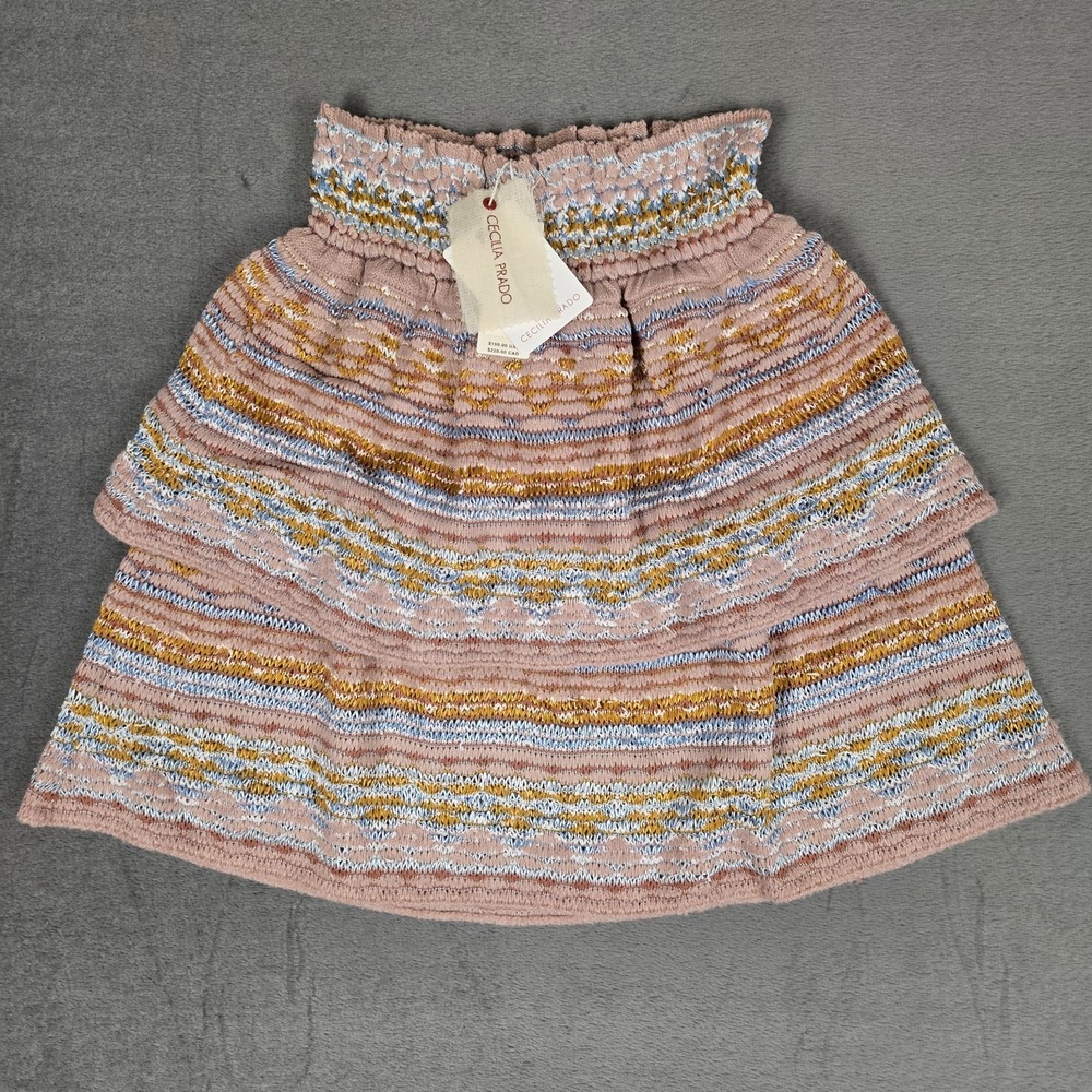 Anthropologie CECILIA PRADO Skirt Womens XS knit crochet ruffled tiered boho NWT